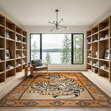 Majestic Orange Tiger Southwestern Rug