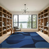 Blue Abstract Geometric Woven Area Rug