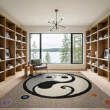 Yin Yang Tribal Area Rug with Colorful Dots
