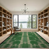 Green Geometric Fir Tree Motif Area Rug