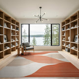 Geometric Modern Wavy Terracotta Abstract Area Rug