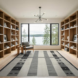 Black White Striped Tribal Area Rug