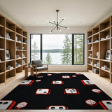 Red Dice Pattern Geometric Area Rug