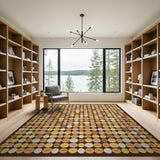 Brown Tan Textured Circles Area Rug