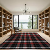 Red Black Tartan Plaid Area Rug