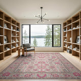 Pink Pink Persian Floral Medallion Area Rug