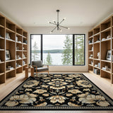 Black Ivory Floral Persian Area Rug