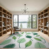 Coastal Beach Green Lush Green Palm Frond Area Rug
