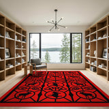 Red Reindeer Silhouette Medallion Rug