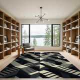 Black and White Impossible Stairs Geometric Area Rug