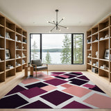 Pink Purple Geometric Diamond Overlap Area Rug