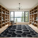 Modern Hexagon Grey Area Rug