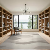 Serene Grey Wave Abstract Area Rug