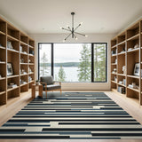 Modern Blue Bar Geometric Area Rug