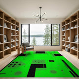 Vibrant Green Pixel Grid Area Rug