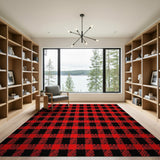Red Rustic Red Black Buffalo Check Area Rug