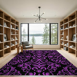 Purple Floral Vintage Elegant Purple Damask Floral Area Rug