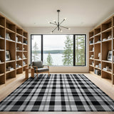 Bold Black White Buffalo Check Rustic Farmhouse Area Rug