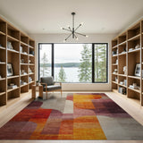 Warm Toned Geometric Abstract Area Rug