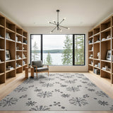 ODIKA Snowflake Hand-Drawn Washable Area Rug, Low Pile Non-Slip Indoor Rug