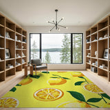 Yellow Sunny Lemon Fruit Pattern Yellow Area Rug