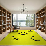 Playful Yellow Smiley Face Kids Cartoon Rug