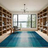 Teal Blue Geometric Plaid Area Rug