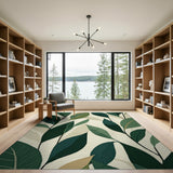 Lush Green Leaves Area Rug