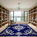 Traditional Persian Navy Blue Traditional Persian Medallion Area Rug
