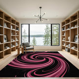 ODIKA Pink Abstract Swirl Washable Area Rug - Low Pile, Non-Slip & Robot Vacuum Friendly