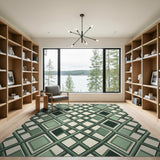 Lush Green Geometric Diamond Trellis Rug
