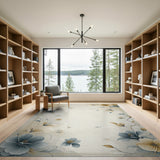 Beige Floral Vintage Area Rug with Gold Frame