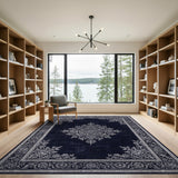 Blue and Teal Medallion Navy Blue Traditional Persian Medallion Rug