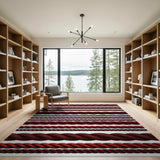 Red Braided Rope Border Area Rug