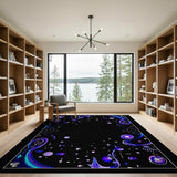 Cosmic Purple Swirl Abstract Area Rug
