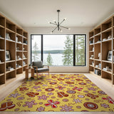 Whimsical Gingerbread Men Yellow Area Rug