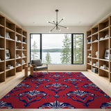 Red Persian Motif Area Rug with Navy Accents