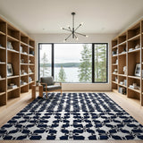Blue and Teal Navy Geometric Modern Area Rug