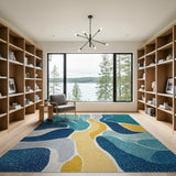 Abstract Area Fluid Blue Teal Abstract Area Rug