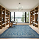 Indigo Blue Geometric Trellis Area Rug