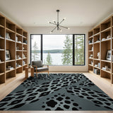 Grey Leopard Print Boho Area Rug