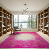 Radiant Pink Sunburst Geometric Area Rug