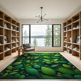 Lush Green Butterfly Beetle Leaf Area Rug