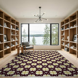 Golden Star Flower Pattern Area Rug