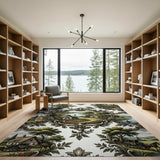 Ornate Pastoral Village Scenes Area Rug