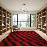 Bold Red Tartan Plaid Area Rug