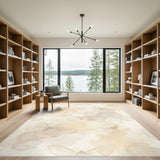Beige Moth Washable Area Rug