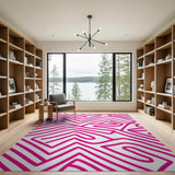 Geometric Modern Pink Bold Pink Zigzag Geometric Area Rug
