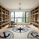 Nautical Anchor Compass Rose Area Rug