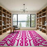 Pink Interwoven Geometric Knot Area Rug